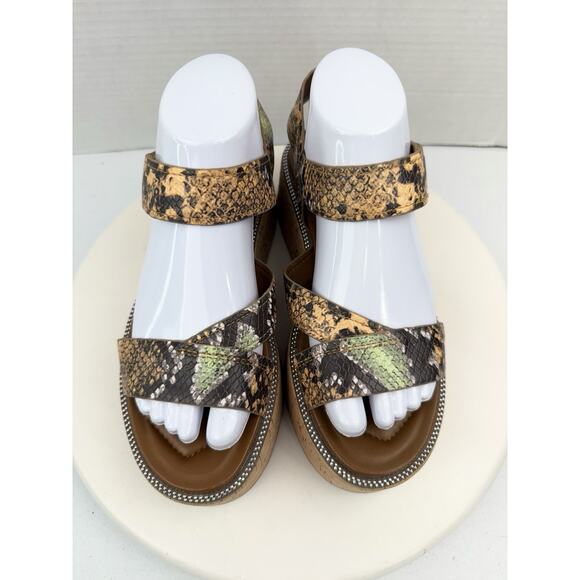Franco Sarto Ozio Womens Sz 7.5M Snakeskin Print Platform Ankle Strap Sandals - Picture 3 of 11